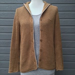 SIGRID OLSEN BOHO WAFFLE CARDIGAN W/ HOOD, SMALL